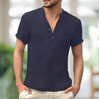 Korbin - Bequemes V-T-Shirt – Blau
