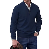 Jeremy - Moderner Herrenpullover mit Zipper – Blau