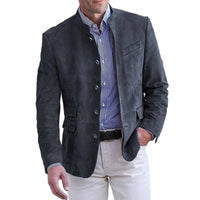 Tavrik - Soft-Touch-Stehkragen-Blazer – Dunkelgrau