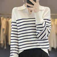 Phidi - Maritimer Chic trifft auf Wohlfühlkomfort mit dem gestreiften Pullover – Weiß