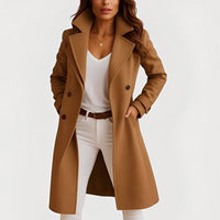 Camille - Eleganter Damenmantel mit Taschen – Braun