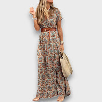 Mirelda – Maxikleid mit Paisley-Charme – Braun