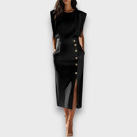 Corvaya – Bleistiftkleid mit Knopfleiste – Schwarz