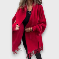 Meliora – Elegante Strickjacke mit Fransen – Rot