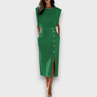 Corvaya – Bleistiftkleid mit Knopfleiste – Grün