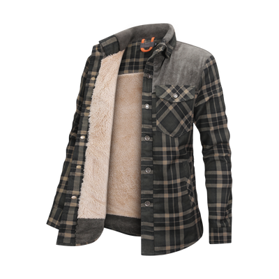 Mirandi | Karierte Knopfjacke mit Fleece-Innenseite für Damen