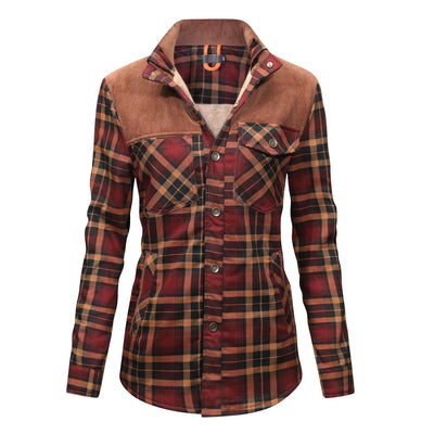 Mirandi | Karierte Knopfjacke mit Fleece-Innenseite für Damen