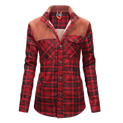 Mirandi | Karierte Knopfjacke mit Fleece-Innenseite für Damen