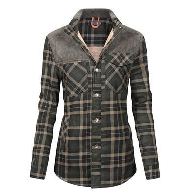 Mirandi | Karierte Knopfjacke mit Fleece-Innenseite für Damen