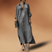 Elegante Leinenkleid – Weiß Grau