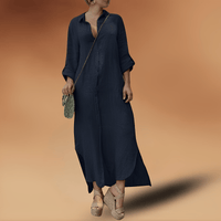 Elegante Leinenkleid – Dunkelblau