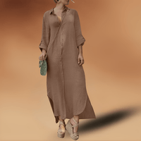 Elegante Leinenkleid – Khaki