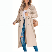 Ingrid | Langer Mantel mit Knopfleiste – Khaki