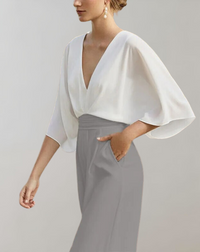 Iolanthe | Damen Wide Leg V-Ausschnitt Jumpsuit – Grau