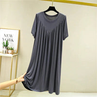 Irene Superweiches, lockeres Pyjama-Kleid – Grau