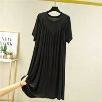 Irene Superweiches, lockeres Pyjama-Kleid – Schwarz