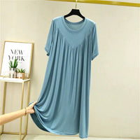 Irene Superweiches, lockeres Pyjama-Kleid – Blau