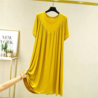 Irene Superweiches, lockeres Pyjama-Kleid – Gelb
