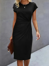 Isabella | Festliches Kurzarm-Midikleid – Schwarz