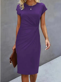 Isabella | Festliches Kurzarm-Midikleid – Violettblau