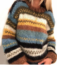 Priya – Bequemer Langarm Strickpullover – Braun