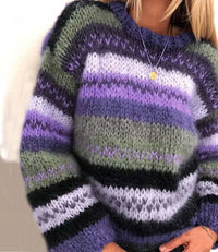 Priya – Bequemer Langarm Strickpullover – Violett