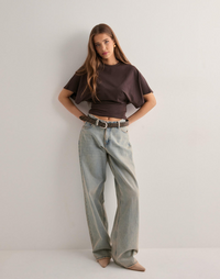 Isidora | Damen Oversized Kurzarm T-Shirt – Braun