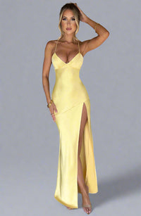 Sabine | Edles Seidenkleid – Gelb