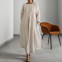 Wibke | Damen Rundhals 3/4-Arm Midikleid A-Linie – Weiß