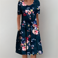 Heather™ Klassisches Geblümtes Kleid – Blau
