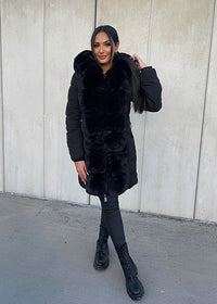Crusk | Winterjacke mit Kunstfell – Schwarz