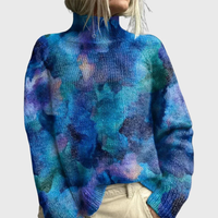 Jacqueline | Rollkragenpullover mit Waldprint – Blau