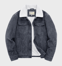 Sherpa-gefütterte Cordjacke für Herren – Grau