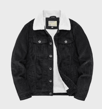 Sherpa-gefütterte Cordjacke für Herren – Schwarz