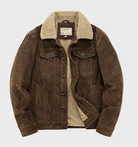 Sherpa-gefütterte Cordjacke für Herren – Dunkelbraun