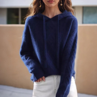Jamie | Kuscheliger Strick Hoodie – Blau