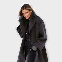 Adelheid® | Premium Winddichter Wollmantel – Schwarz