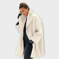 Adelheid® | Premium Winddichter Wollmantel – Weiß
