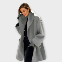 Adelheid® | Premium Winddichter Wollmantel – Grau