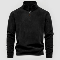 NORBERT - FLEECE-PULLOVER MIT VIERTELREISSVERSCHLUSS – Schwarz