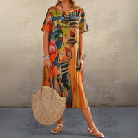 Joelle | Fließendes und elegantes Blumen-Kleid – Orange
