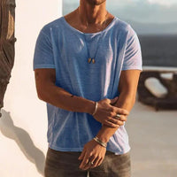 Jörg | Herren Basic T-Shirt aus reiner Baumwolle – Hellblau
