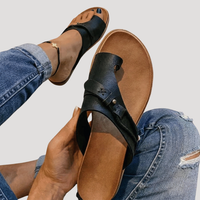 Johanna | Damen Zehensandalen Flach Sommer – Schwarz