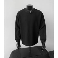Jonas | Herren Grobstrick Pullover mit V-Kragen – Schwarz