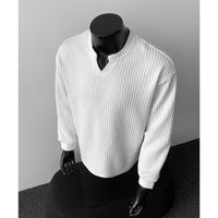 Jonas | Herren Grobstrick Pullover mit V-Kragen – Weiß