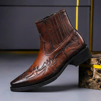 Jonas | Herren Handgefertigte Italienische Lederstiefel – Cognacbraun