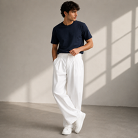 Jonathan | Herren Lässige Wide Leg Freizeithose – Weiß