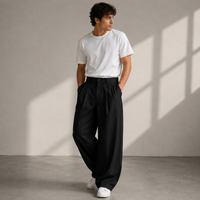 Jonathan | Herren Lässige Wide Leg Freizeithose – Schwarz