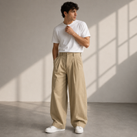 Jonathan | Herren Lässige Wide Leg Freizeithose – Khaki