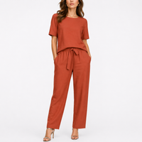 Josefina | Damen Zweiteiler Set mit Kurzarm Top – Orange